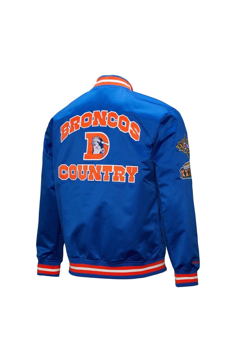 Mitchell & Ness Men's Mitchell & Ness Royal Denver Broncos Double Down Satin Full-Snap Jacket, Alternate, color, 