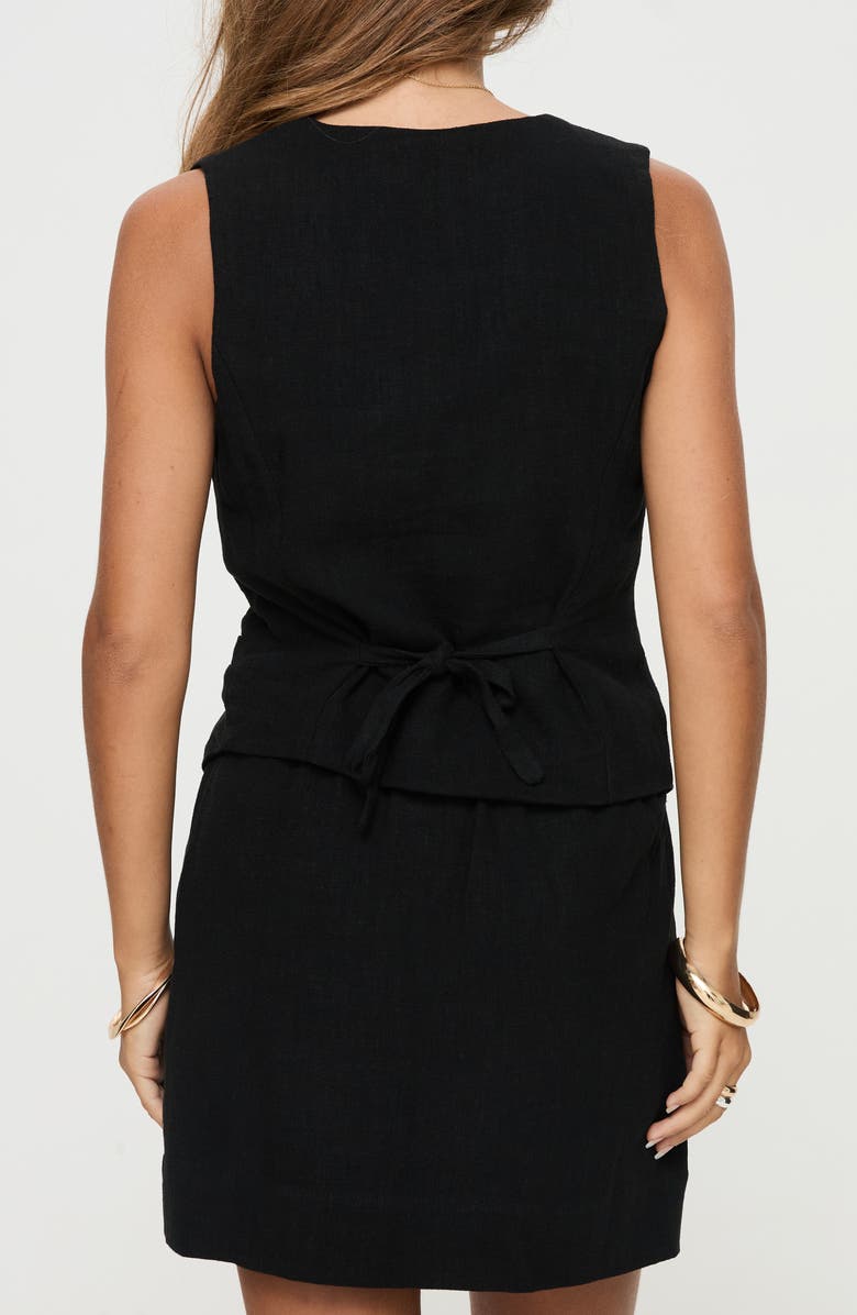 Princess Polly Ginger Linen Blend Vest, Alternate, color, Black
