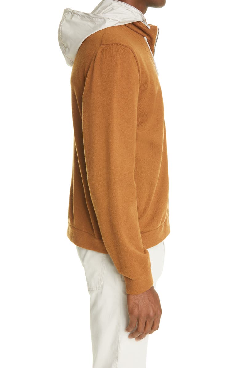 ZEGNA Cashmere Zip Front Hooded Cardigan, Alternate, color,