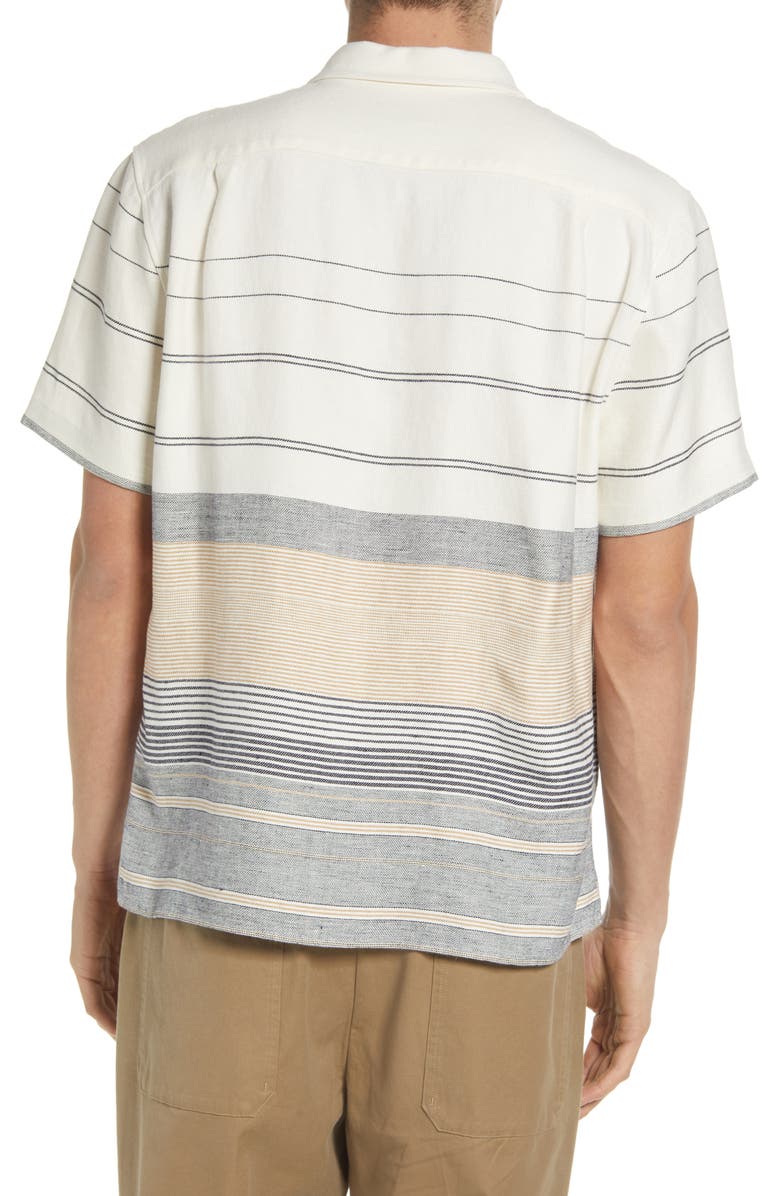 Vince Classic Fit Engineered Stripe Short Sleeve Knit Button-Up Shirt, Alternate, color, 