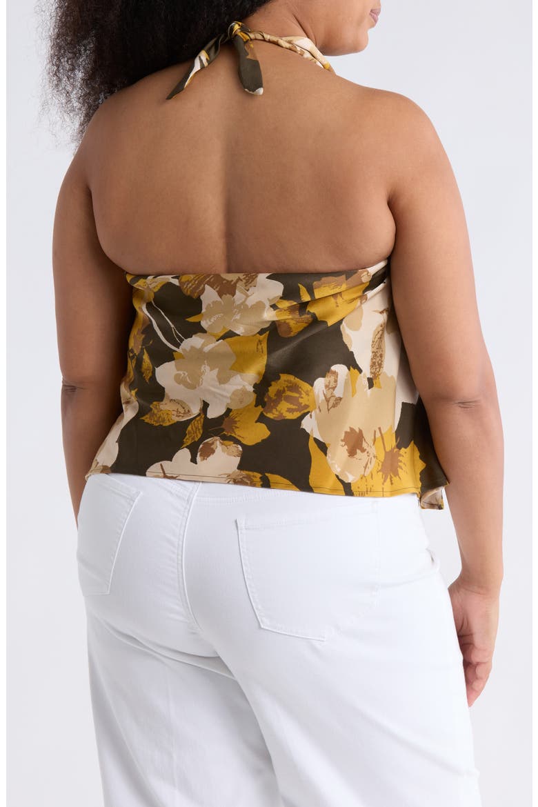 Floral Halter Satin Top, Alternate, color, OLIVE