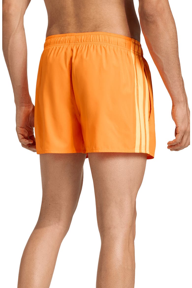 3-Stripes Swim Trunks, Alternate, color, PURE ORANGE/ LUCID TANGERINE