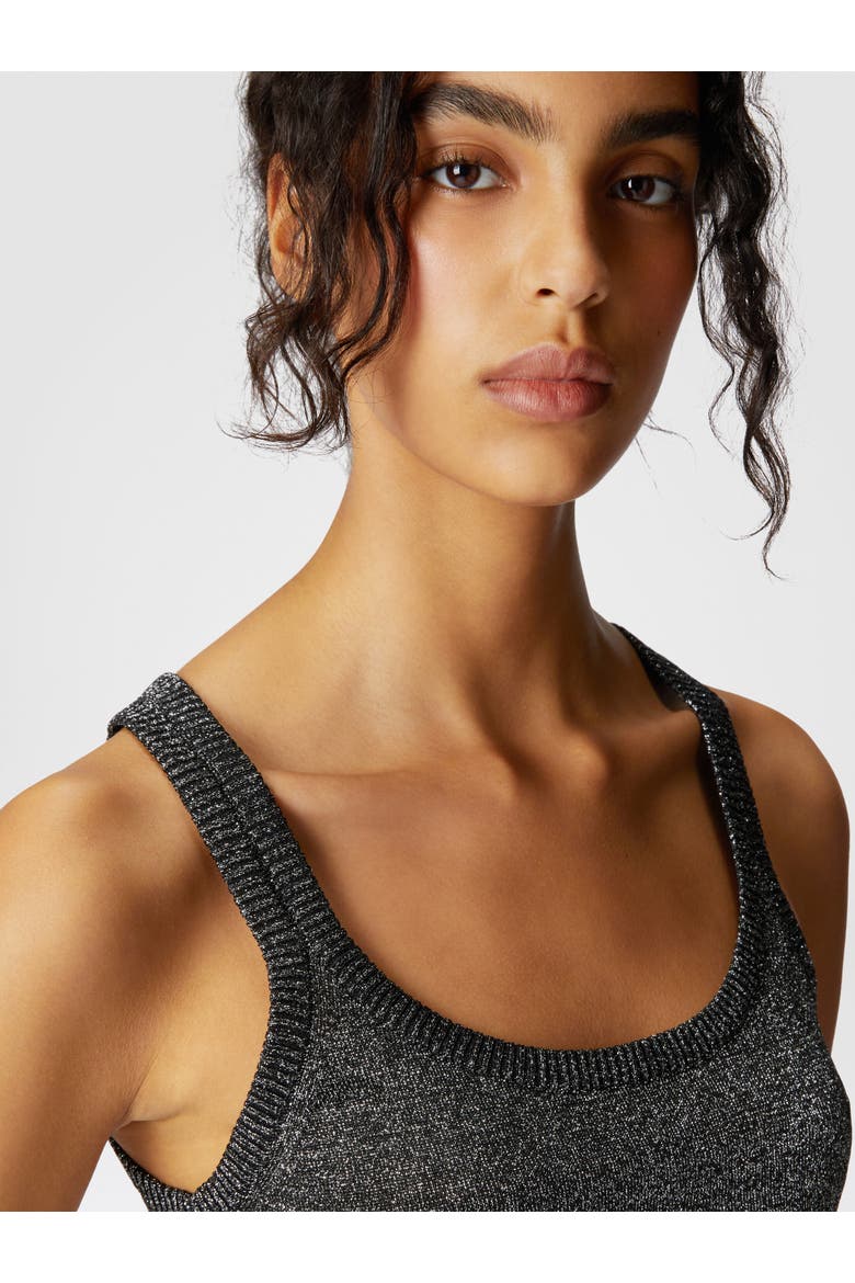 Glitter-effect Viscose Tank Top, Alternate, color, Black & Silver