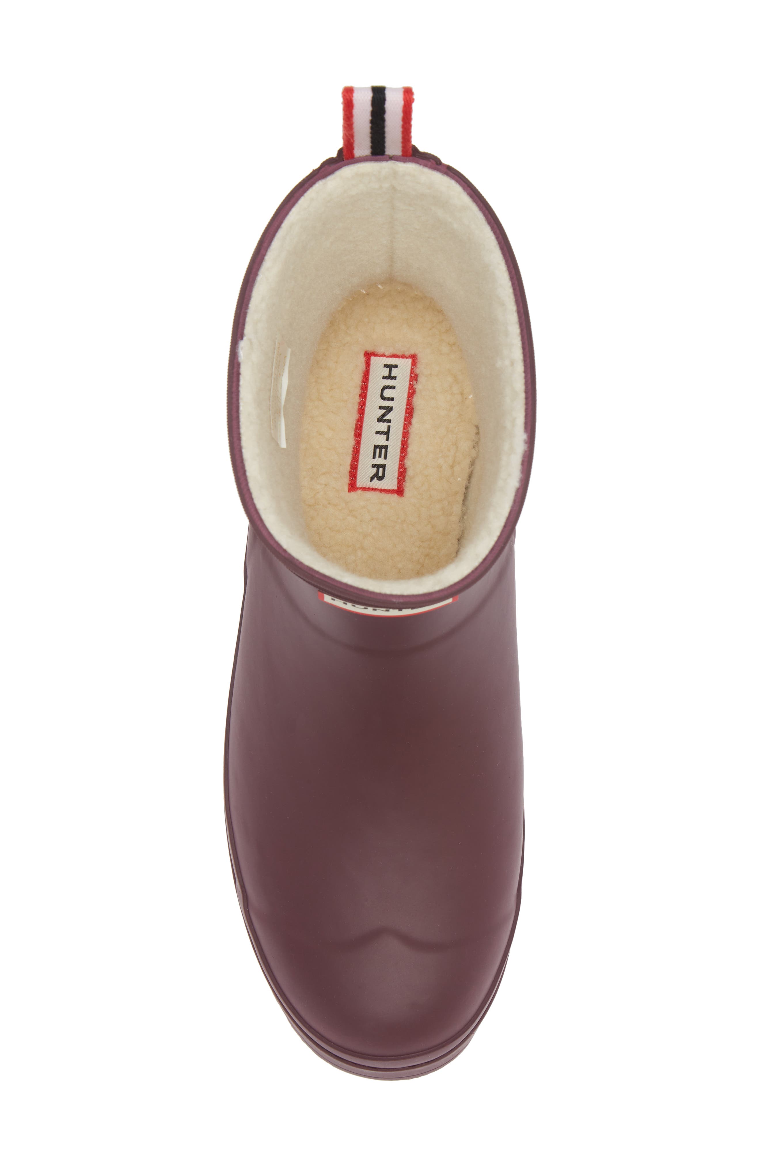 Play Short Faux Shearling Lined Waterproof Rain Boot, Alternate, color, DARK RED 600