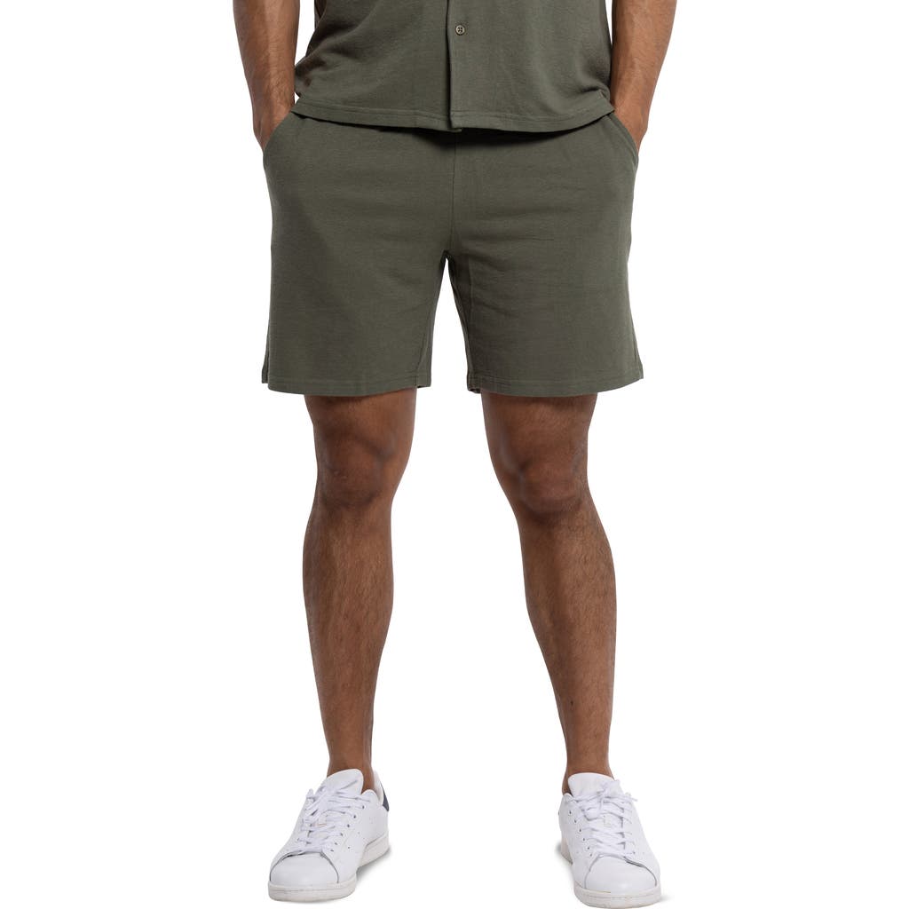 Spring + Mercer Relaxed Drawstring Shorts In Dusty Olive