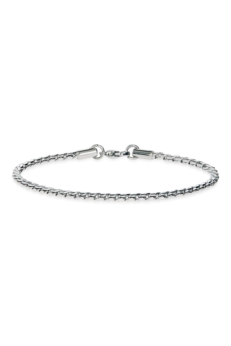 Men's Waterproof Stainless Steel Wheat Chain Bracelet, Alternate, color, SILVER