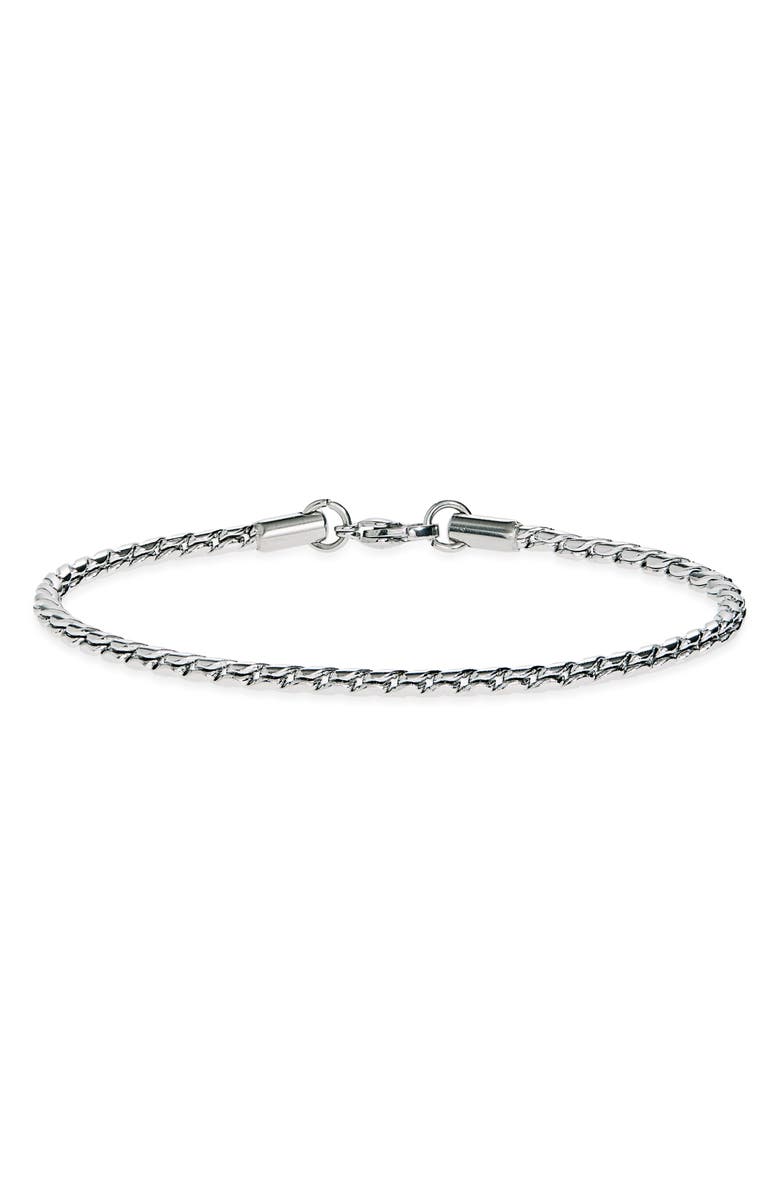 NORDSTROM RACK Men's Waterproof Stainless Steel Wheat Chain Bracelet, Alternate, color, Silver
