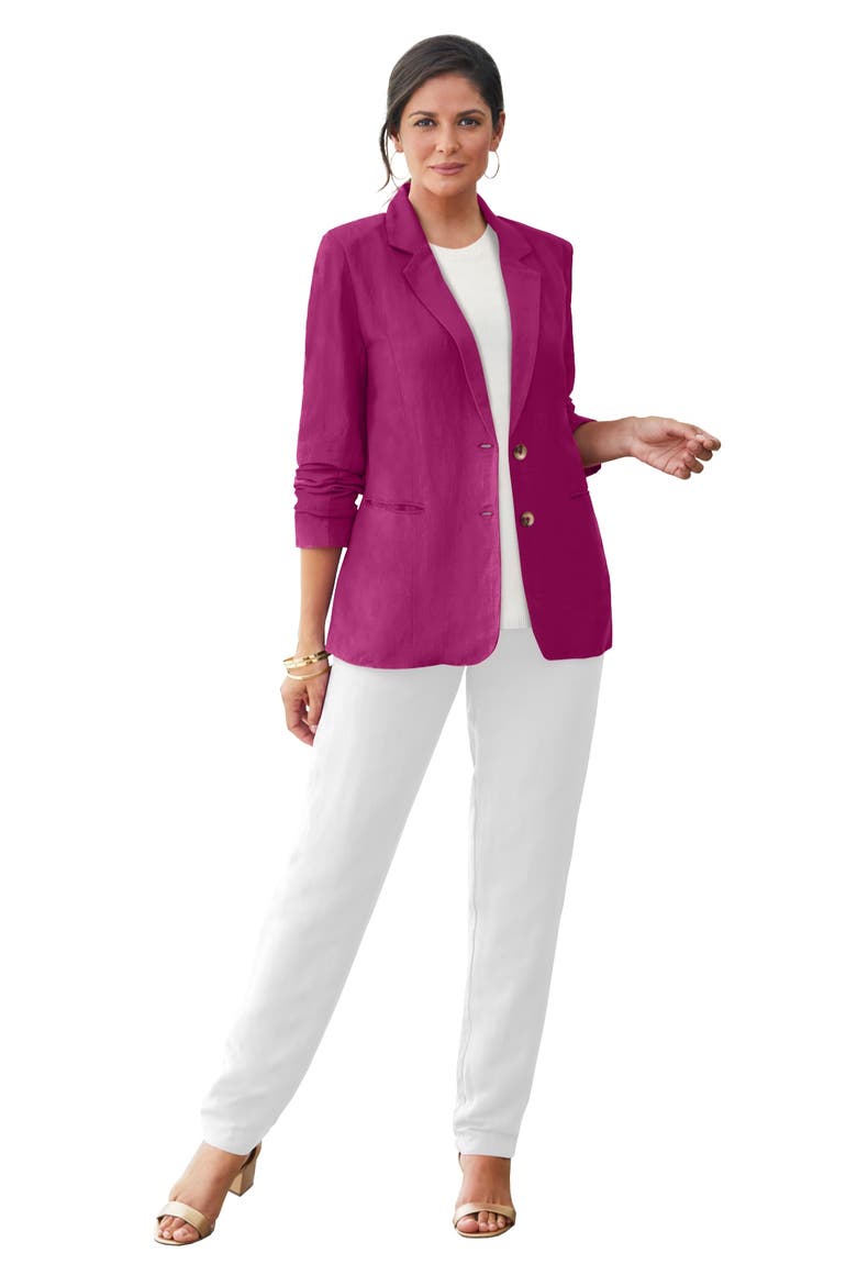 Linen Blazer, Main, color, RASPBERRY