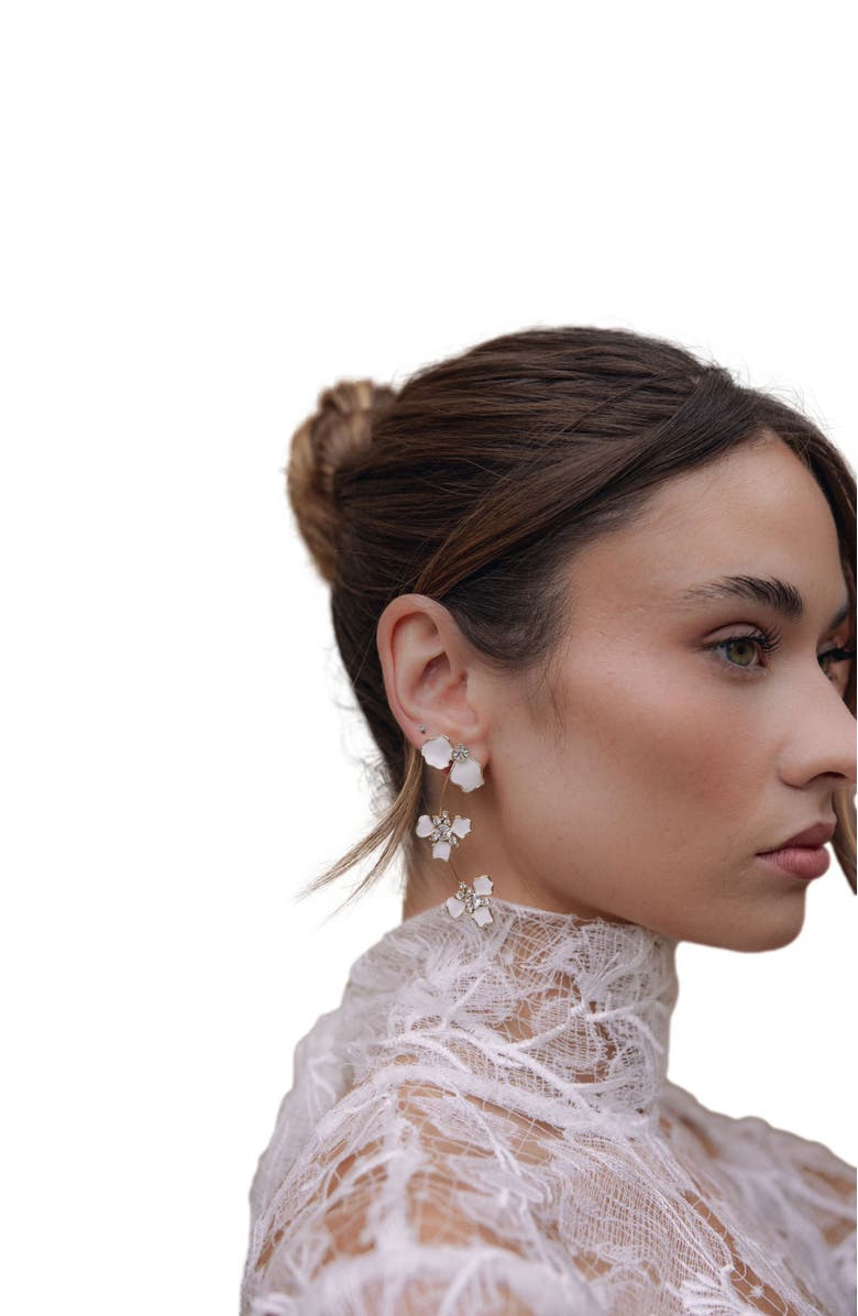 Untamed Petals Cove Crystal Statement Earrings, Alternate, color, Gold