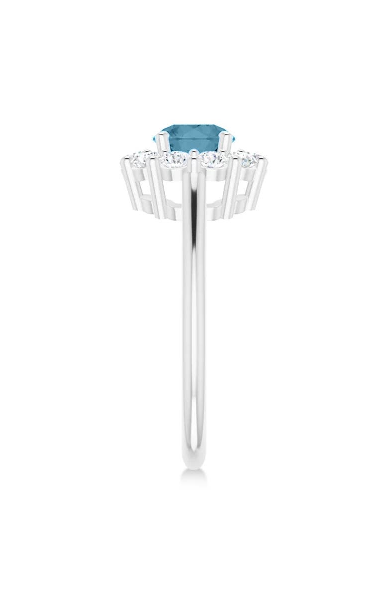 ALLUREZ Round Lab Aquamarine & Diamond Halo Ring 14K, Alternate, color, 1.25Ct/White Gold