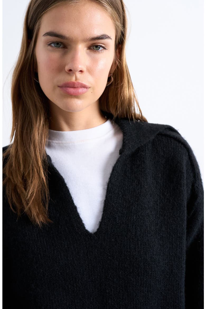 Johnny Collar Sweater, Alternate, color, BLACK