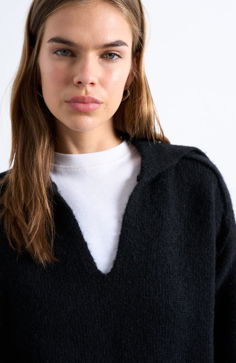 Topshop Johnny Collar Sweater, Alternate, color, Black