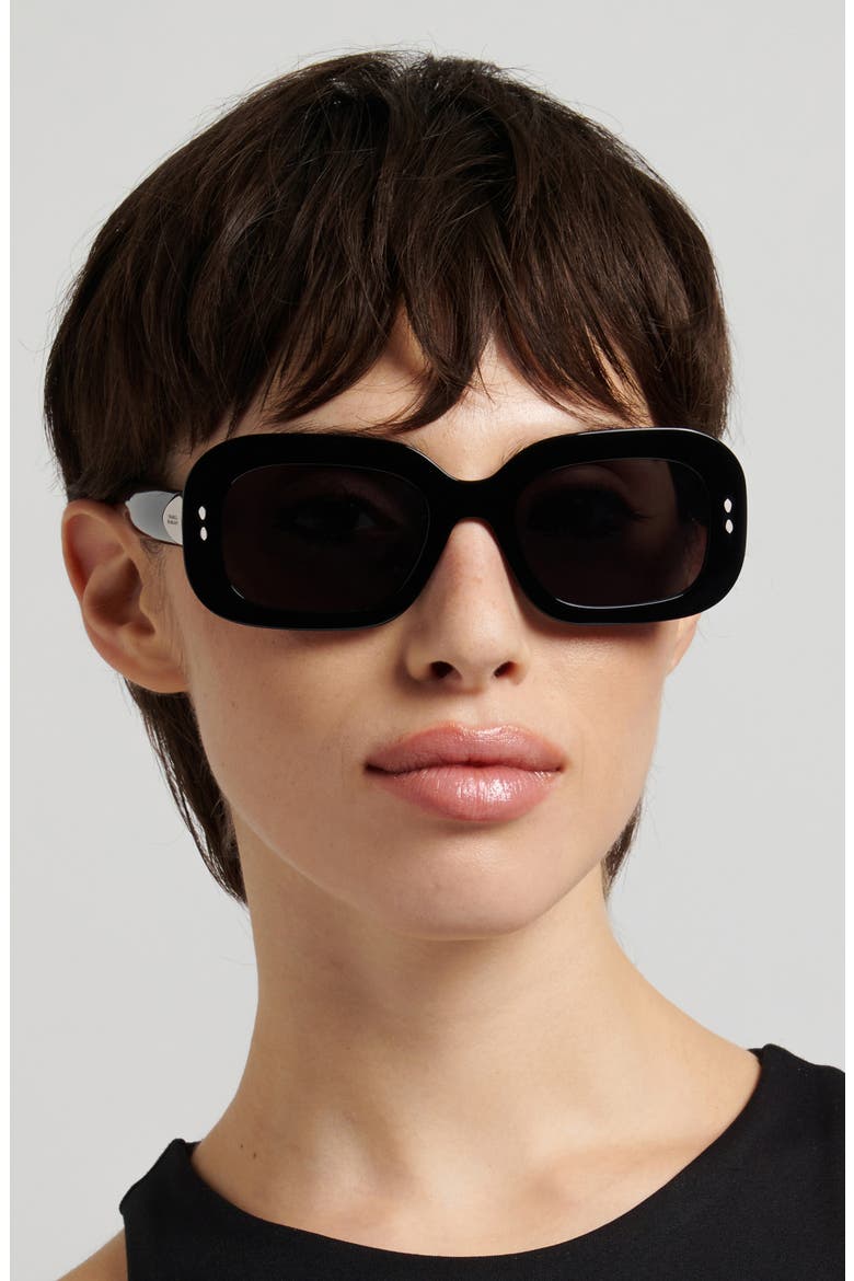 53mm Rectangular Sunglasses, Alternate, color, BLACK/ GREY