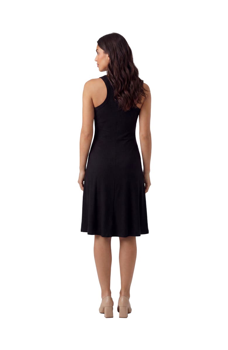 24seven Comfort Apparel Maternity Essential Ribbed Knit Sleeveless Scoop Neck Pocket A-Line Midi Dress, Alternate, color, Black