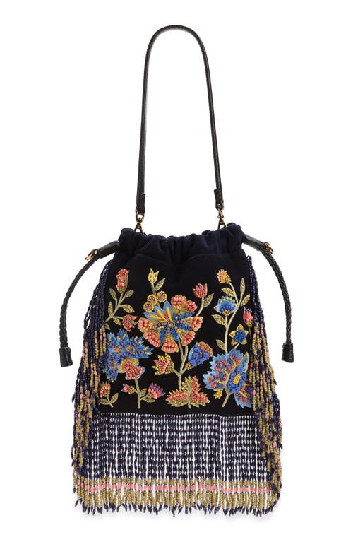 Etro Kalispera Beaded Fringe Suede Shoulder Bag in Blue at Nordstrom