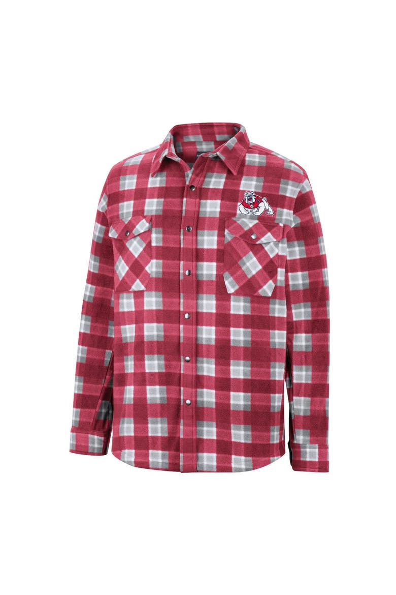 Men's Colosseum Red/White Fresno State Bulldogs Ellis Plaid Full-Snap Shirt Jacket, Alternate, color, Red
