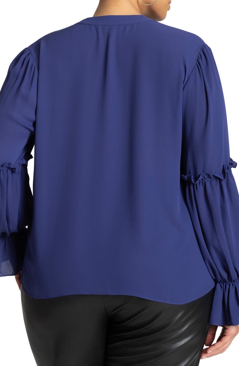 ELOQUII Ruffle Bell Sleeve Top, Alternate, color,