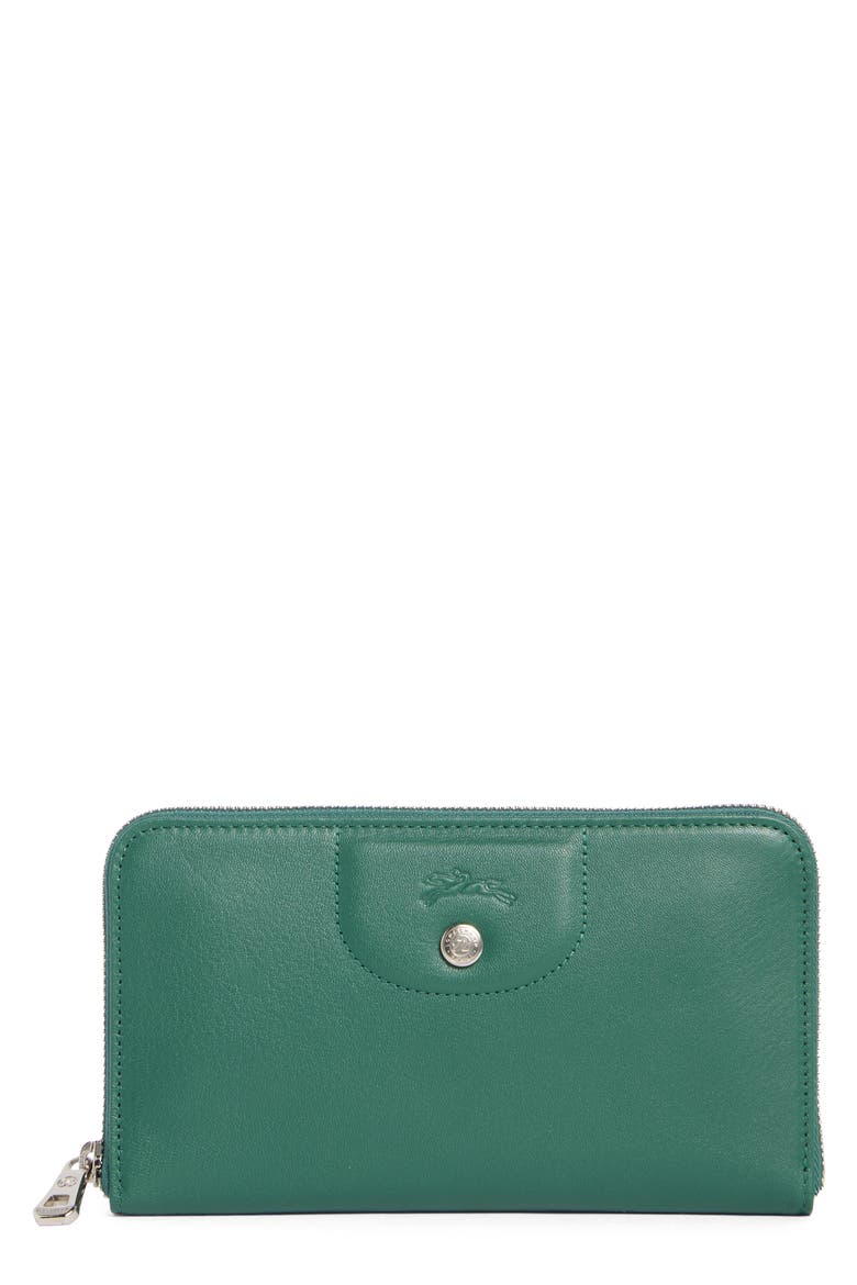 Le Pilage Cuir Zip Wallet, Main, color, EMERALD GREEN