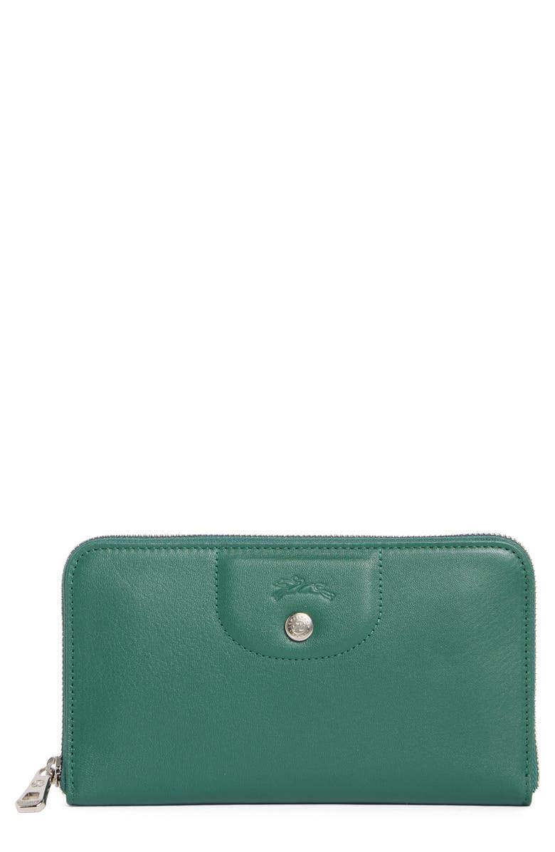Longchamp Le Pilage Cuir Zip Wallet, Main, color, Emerald Green