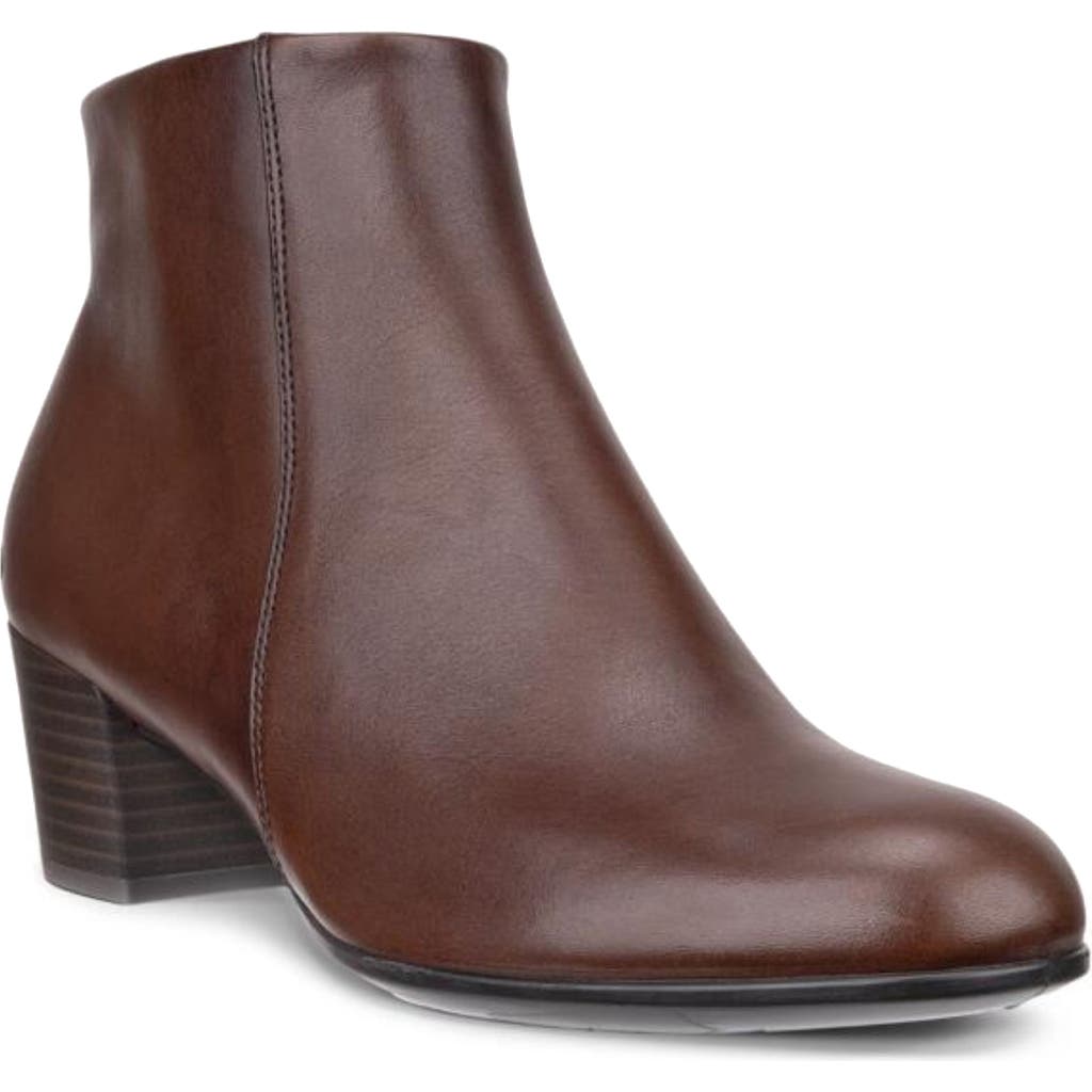 Ecco Shape Low Zip Bootie In Brown