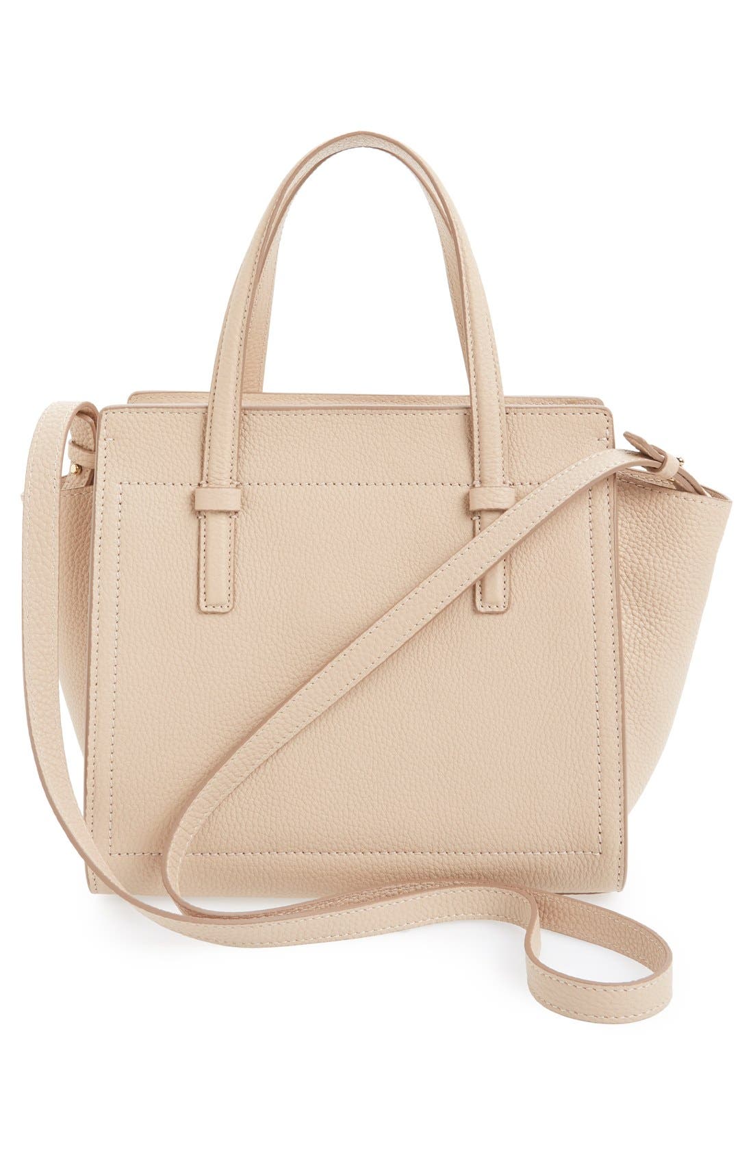 Salvatore Ferragamo Small Amy Pebbled Leather Tote, Alternate, color, NEW BISQUE