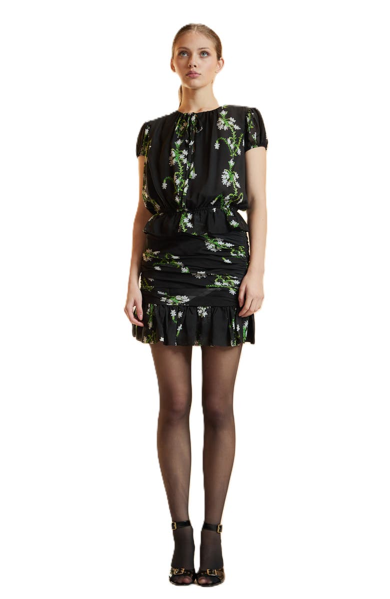 Cynthia Rowley Silk Blouse, Alternate, color, Black Vine Floral