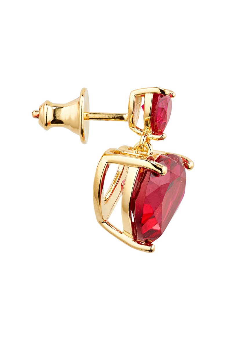 Crystal Heart Drop Earrings, Alternate, color, GOLD RED