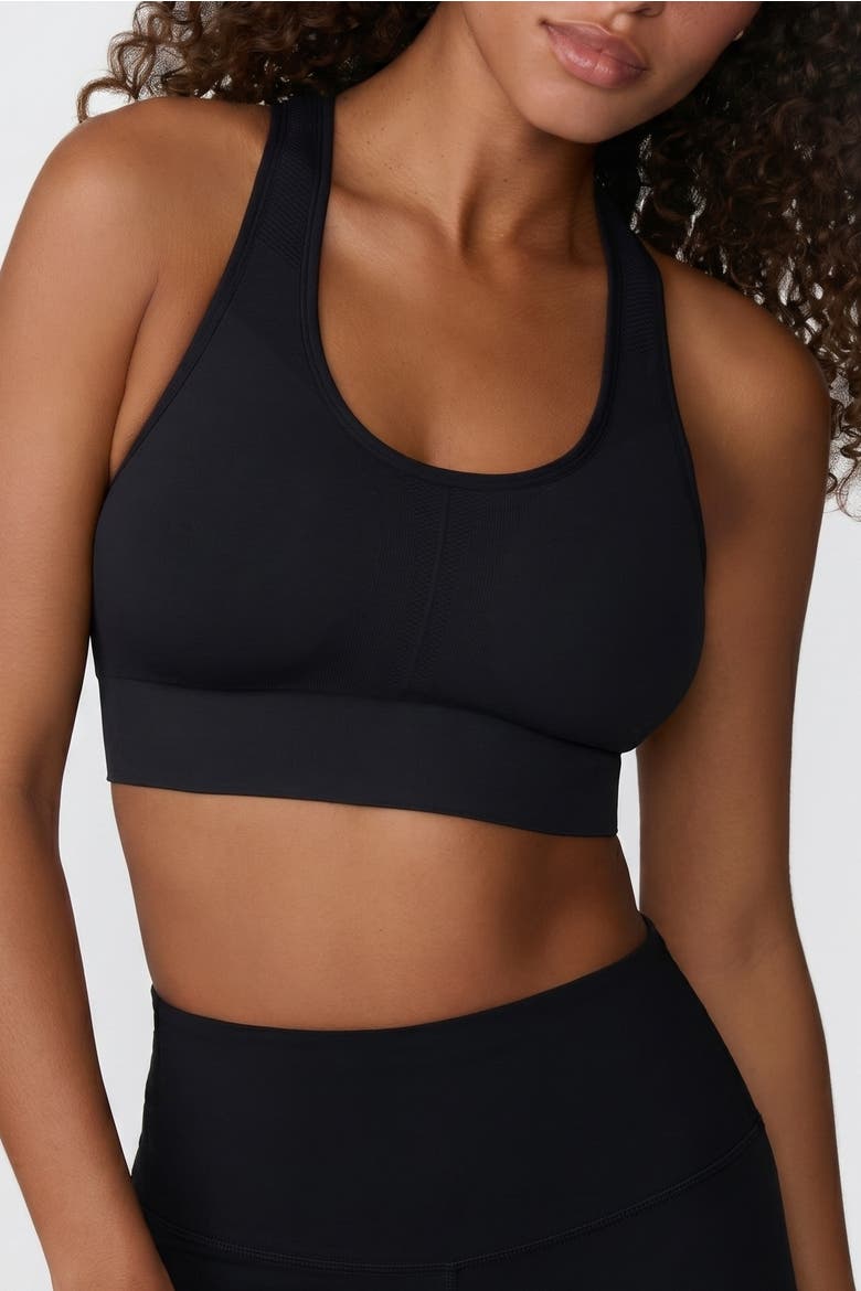Seamless Racerback Sports Bra, Main, color, Black