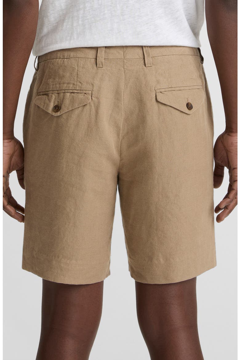 Flat Front Slub Hemp Chino Shorts, Alternate, color, TEAK