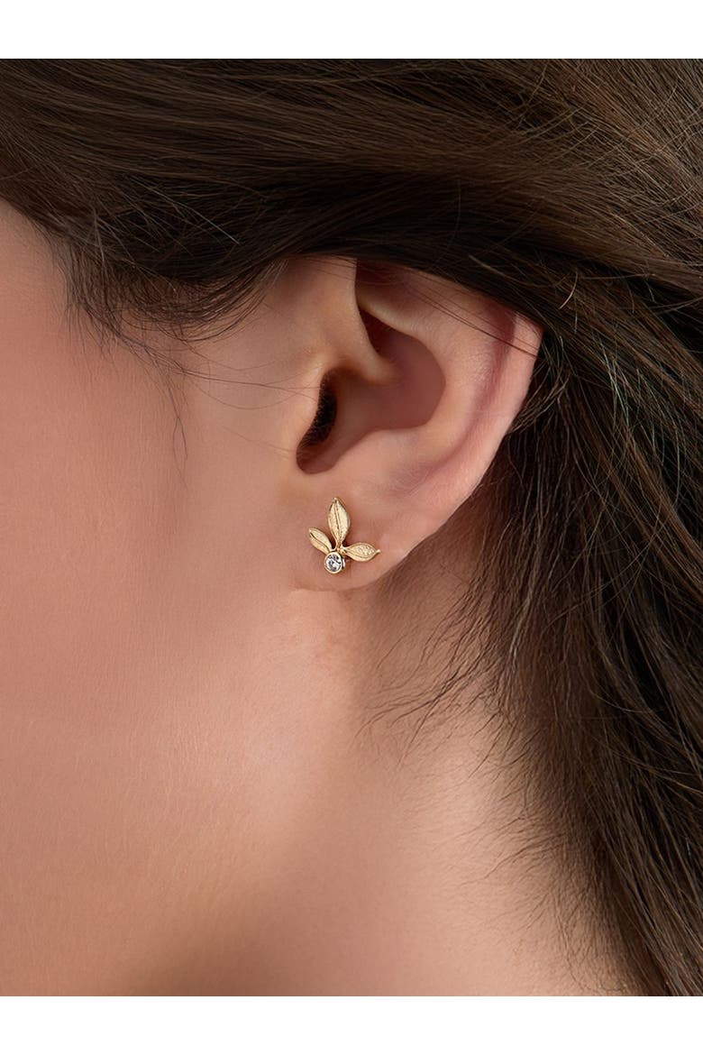 Olive Leaf Stud Earring, Alternate, color, 18k Gold Plated