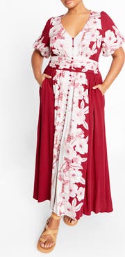 City Chic Sybelle Floral Shirred Waist Maxi Dress