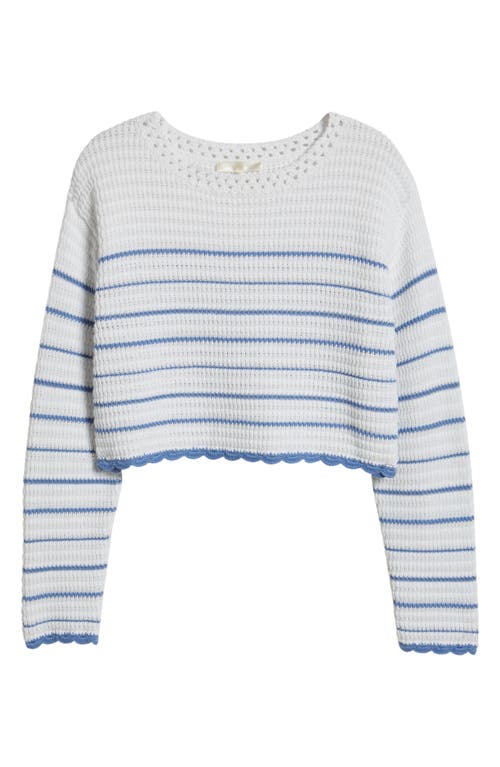 Loveshackfancy Shore Crop Cotton Sweater In White