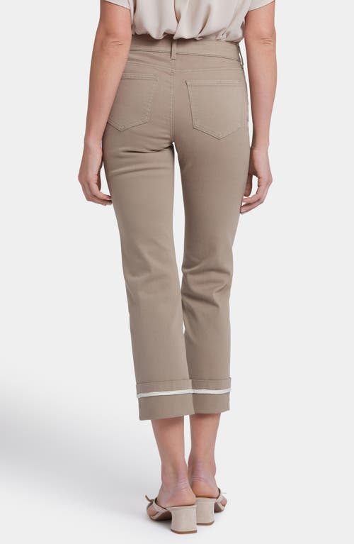 Nydj Marilyn High Waist Contrast Detail Wide Cuff Ankle Jeans In Saddlewood
