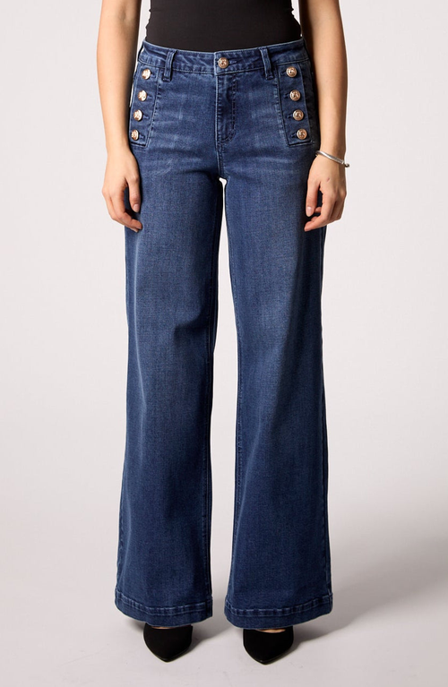 Blue Revival Sailor Mid Rise Wide Leg Pants In Blue
