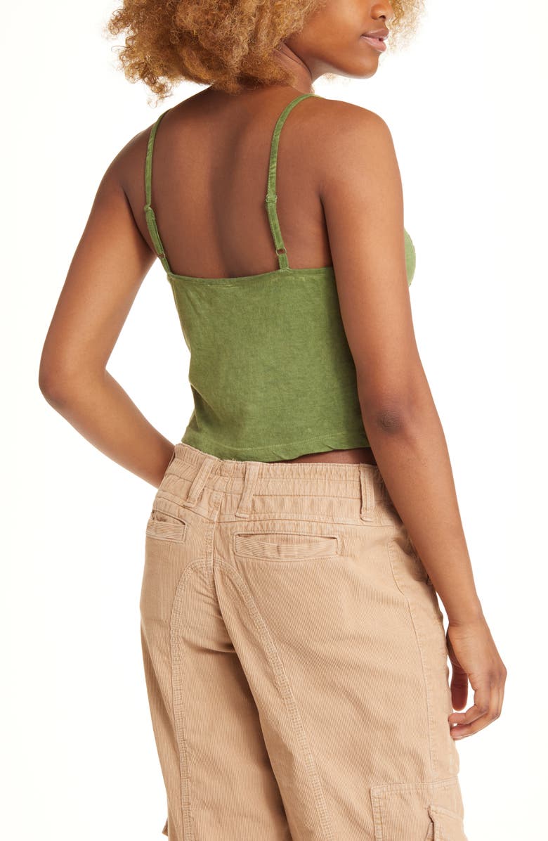 BDG Urban Outfitters Embroidered Crop Tie Front Cotton Blend Tank Top, Alternate, color,