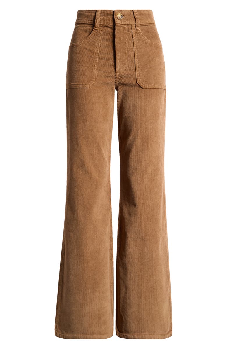Marine Layer Bridget Flare Stretch Cotton Corduroy Pants, Alternate, color, Rust