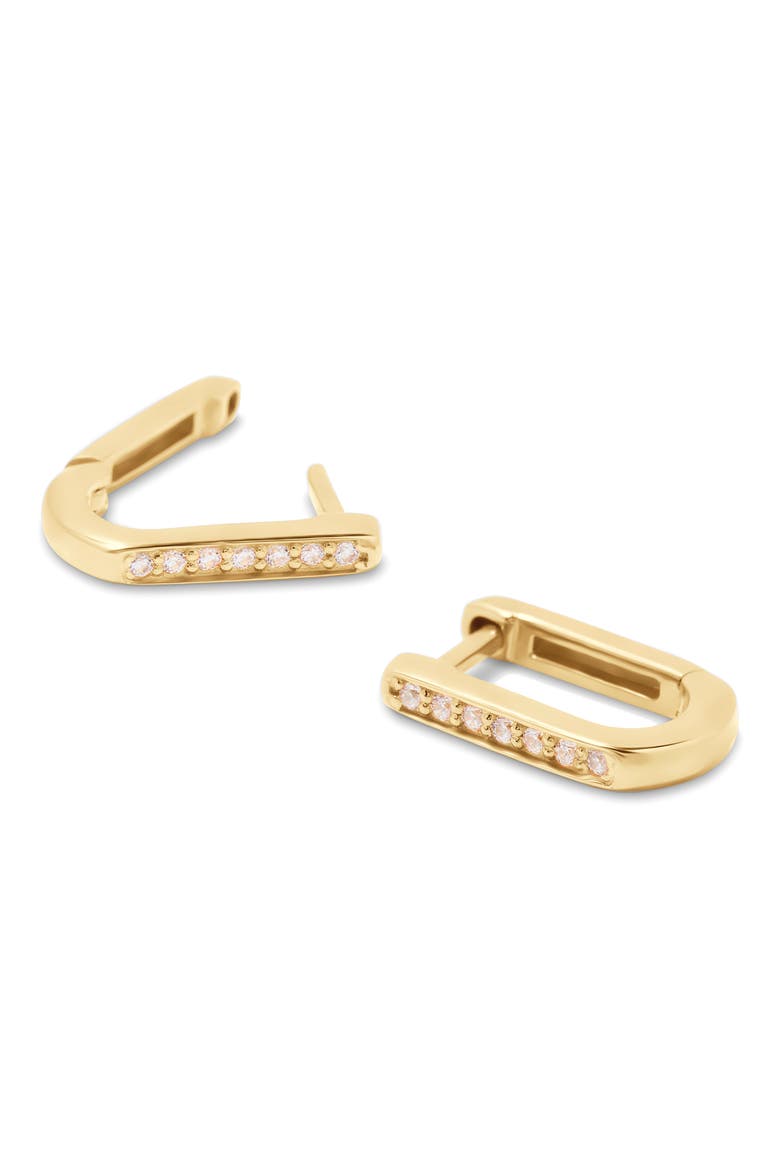Nori Cubic Zirconia Squared Hoop Earrings, Alternate, color, GOLD