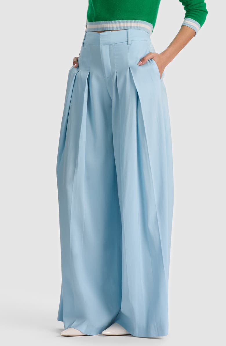 Alice + Olivia Blaire Pleated Wide Leg Pants, Alternate, color, Carolina Blue