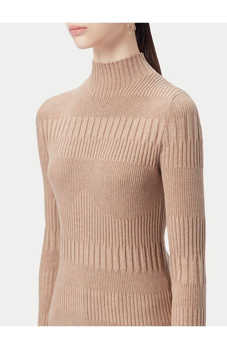 GOBI Mongolian Cashmere High-neck Ribbed Cotton Silk Cashmere Blend Sweater, Alternate, color, Timber Wolf