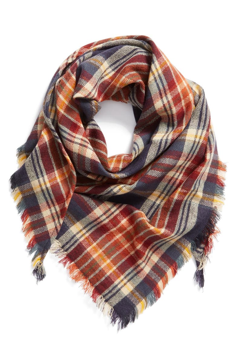BP. 'Heritage Plaid' Triangle Scarf, Main, color, 