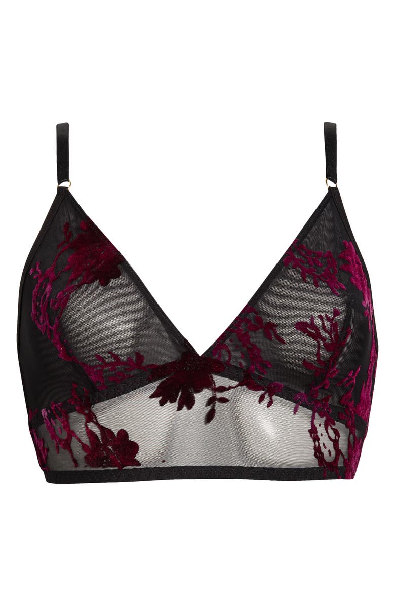 KILO BRAVA Embroidered Longline Bralette, Alternate, color, Black-Boysenberry