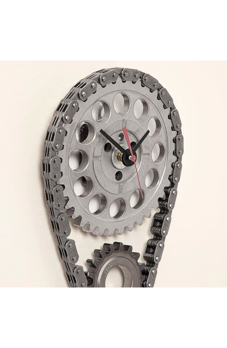 Uncommon Goods Auto Timing Chain and Gears Wall Clock, Alternate, color, Metallic Silver