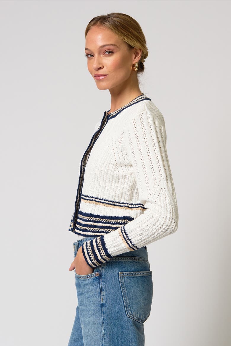 Francie Novelty Stitch Cardigan, Alternate, color, IVORY MULTI