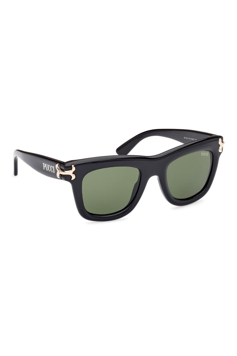 50mm Square Sunglasses54mm Square Sunglasses, Alternate, color, SHINY BLACK / GREEN