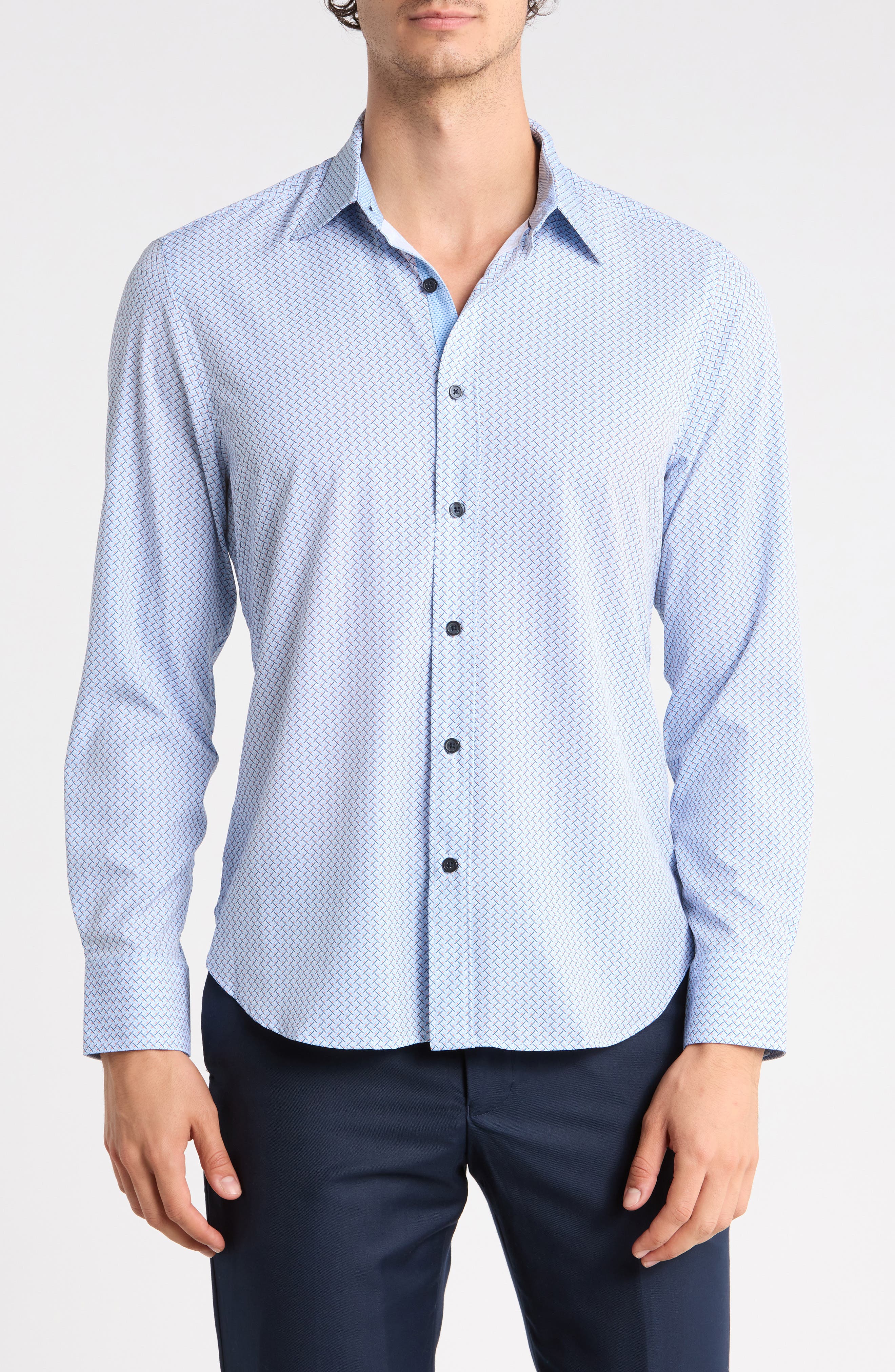 Crosshatch Long Sleeve Button Up Shirt