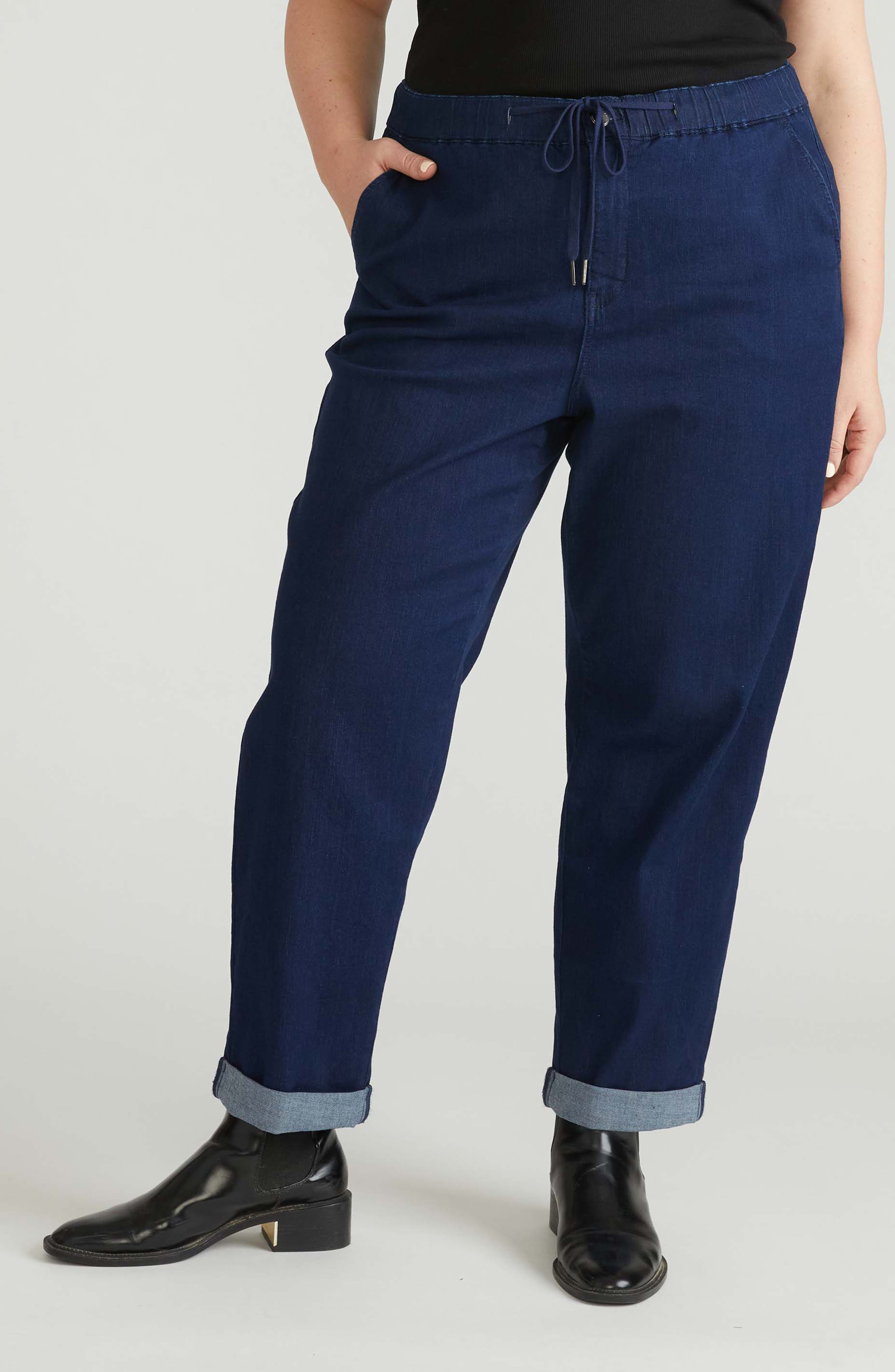 Comfort Denim Cuff Wide Leg Drawstring Pants
