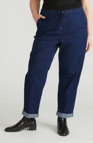 Universal Standard Comfort Denim Cuff Wide Leg Drawstring Pants