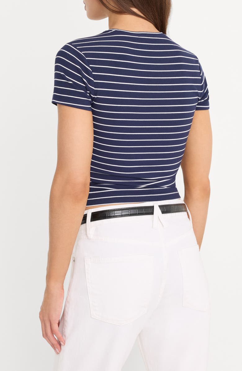 Good American Stripe Rib Baby Tee, Alternate, color, Simple Stripe Horizon Ink