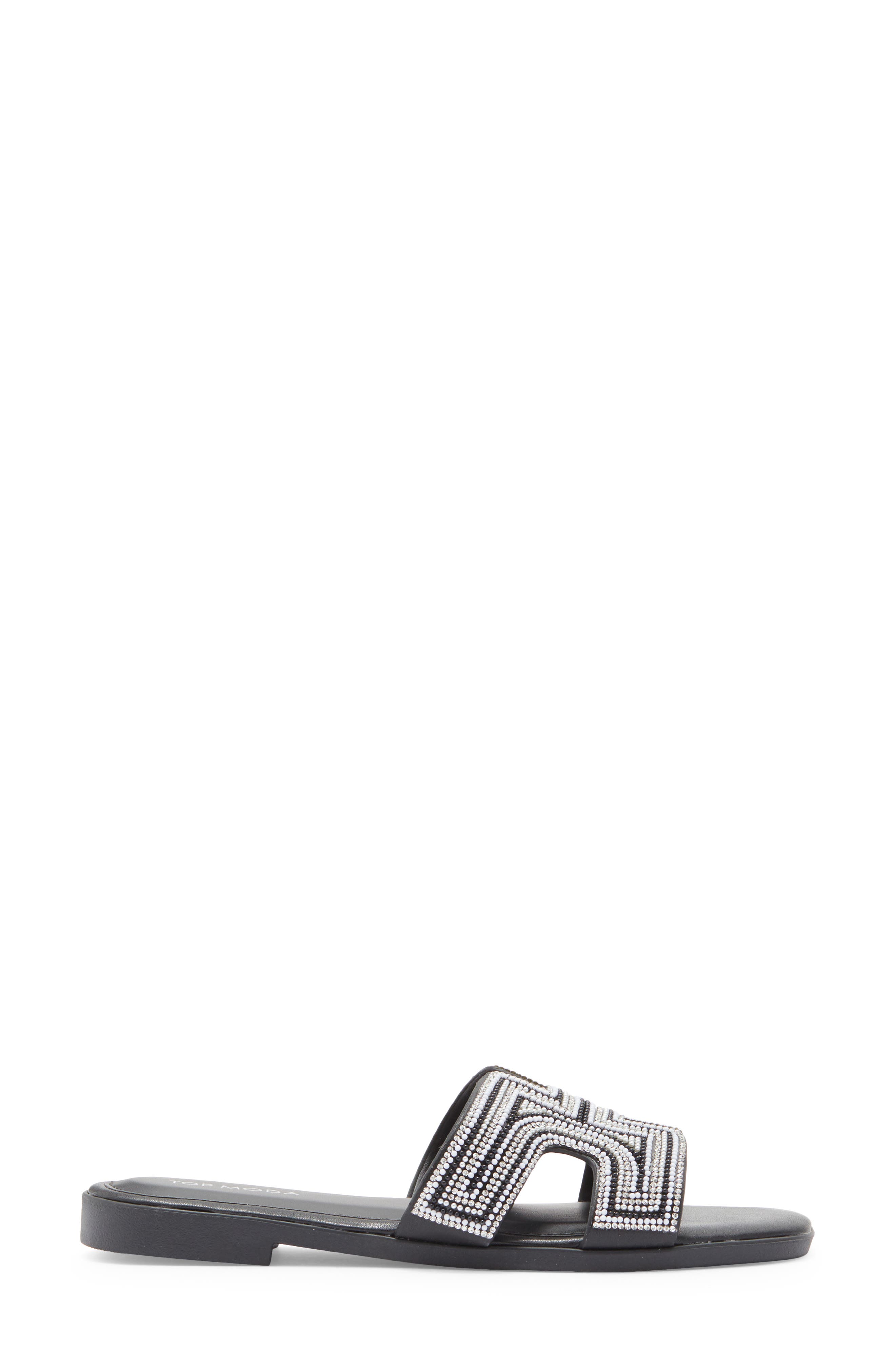 TOP MODA Louise Embellished Slide Sandal, Alternate, color, Black