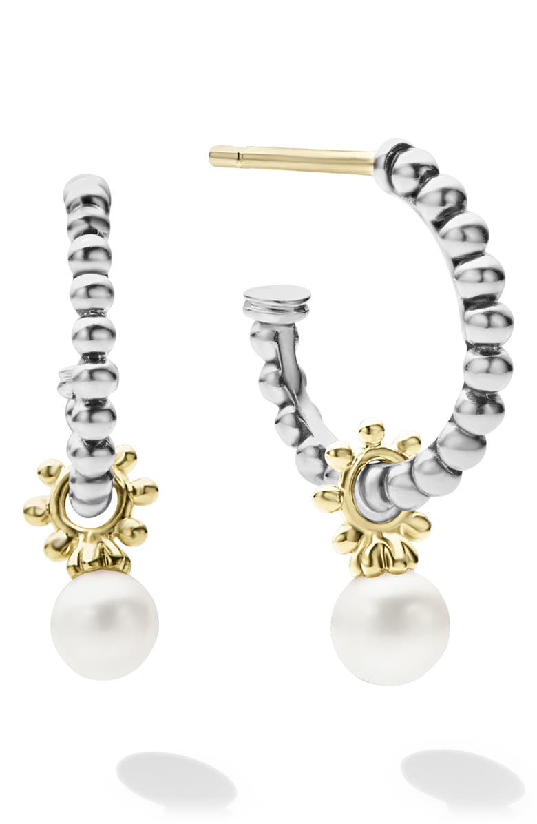 LAGOS Pearl Charm Hoop Earrings, Alternate, color, 